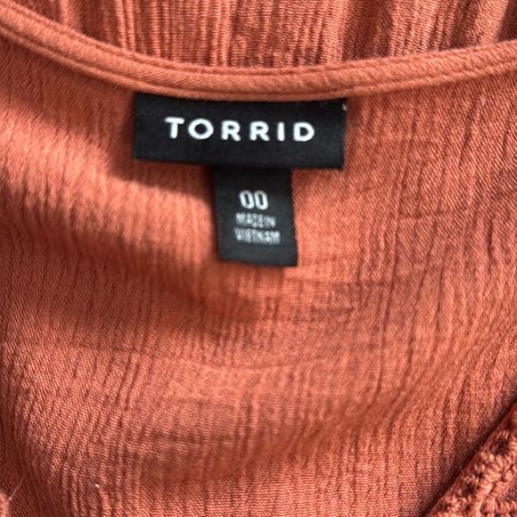 Torrid 00 brown peasant top boho chic flowy festival hippie crochet wanderlust - Picture 10 of 11